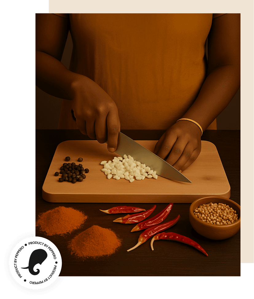 Peppero Story - Chopping spices